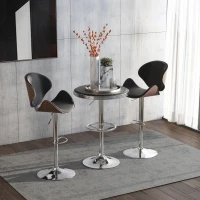 HOMCOM Round Height Adjustable Pub Table  bar Table Faux Leather Tabletop and Footrest(m-12)