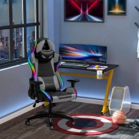 Vinsetto Ergonomic Gaming Chair with RGB LED Light, Lumbar Support, Gamer Recliner, Grey(m-13)