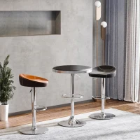HOMCOM Round Height Adjustable Pub Table  bar Table Faux Leather Tabletop and Footrest(m-13)