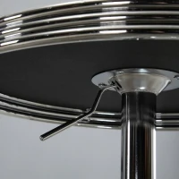 HOMCOM Round Height Adjustable Pub Table  bar Table Faux Leather Tabletop and Footrest(m-11)