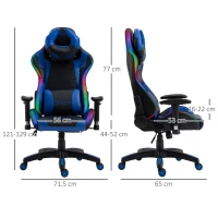 Vinsetto Ergonomic Gaming Chair with RGB LED Light, Lumbar Support, Gamer Recliner, Blue(m-3)