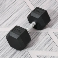 HOMCOM 15KG Single Rubber Hex Dumbbell Portable Hand Weights Dumbbell Home Gym(m-13)