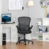 Vinsetto Chaise de Bureau Ergonomique Hauteur réglable pivotante 360° Fonction à Bascule verrouillable Support lombaires Tissu Maille Noir(m-2)