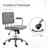 Vinsetto Fauteuil chaise de bureau style contemporain hauteur réglable roulettes pivotant - dim. 61L x 58P x 82-91H cm - gris(m-6)