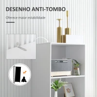 HOMCOM Estante com 2 Prateleiras Abertas e 3 Gavetas Armário de Sala de Estar de Estilo Moderno 50x39x169,5cm Branco Cinza(m-6)