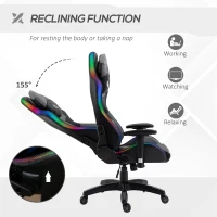 Vinsetto Ergonomic Gaming Chair with RGB LED Light, Lumbar Support, Gamer Recliner, Grey(m-6)