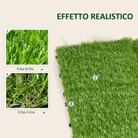 Outsunny Prato Sintetico per Giardino Set di 10pz Erba Finta Artificiale Esterno(m-6)