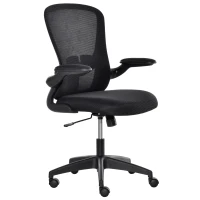Vinsetto Chaise de Bureau Ergonomique Hauteur réglable pivotante 360° Fonction à Bascule verrouillable Support lombaires Tissu Maille Noir(m-1)