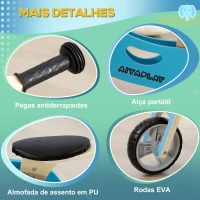 AIYAPLAY Bicicleta sem Pedais de Madeira 2 em 1 Triciclo Infantil com Assento Ajustável de 22-26cm 60x38x38cm Azul(m-8)