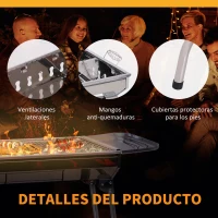 Outsunny Barbacoa de Carbón Portátil Parrilla de Carbón Plegable Barbacoa de BBQ Vegetal al Aire Libre Facil de Llevar para Exterior Acampada Picnic 104x33x70cm(m-7)