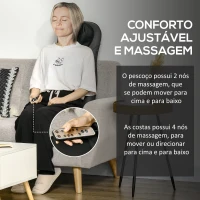 HOMCOM Massageador de Assento com Aquecimento Tapete de Massagem Shiatsu com Controlo Remoto 8 Motores de Vibração 45x39x78cm Preto(m-5)