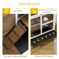 PawHut Coelheira de Madeira com Rodas 91,5x53,5x73cm Gaiola para Coelhos de 2 Níveis com Bandeja Amovível e Rampa Marrom(m-7)