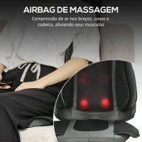 HOMCOM Massageador de Assento com Aquecimento Tapete com Massagem Shiatsu com Controlo Remoto 16 Motores de Vibração 52x39x78cm Preto(m-5)
