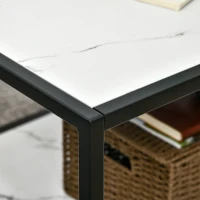 HOMCOM Mesa de Centro com Bancada de Imitação a Mármore e Estrutura de Aço 120x60x46cm Branco e Preto(m-7)