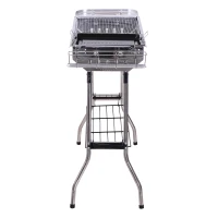 Outsunny Barbacoa de Carbón Portátil Parrilla de Carbón Plegable Barbacoa de BBQ Vegetal al Aire Libre Facil de Llevar para Exterior Acampada Picnic 104x33x70cm(m-9)