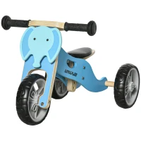 AIYAPLAY Bicicleta sem Pedais de Madeira 2 em 1 Triciclo Infantil com Assento Ajustável de 22-26cm 60x38x38cm Azul(m-11)