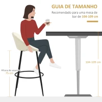 HOMCOM Conjunto de 2 Bancos Altos de Cozinha Estofados em PU Bancos de Bar com Base Antiderrapante e Apoio para os Pés 54x48,5x96cm Creme(m-8)