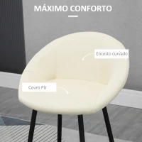 HOMCOM Conjunto de 2 Bancos Altos de Cozinha Estofados em PU Bancos de Bar com Base Antiderrapante e Apoio para os Pés 54x48,5x96cm Creme(m-6)