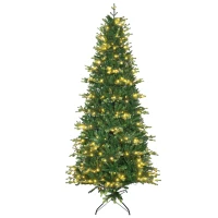 HOMCOM Árvore de Natal Artificial Altura 228cm Ignífugo com 2310 Ramos 400 Luces LED Folhas de PVC Ø96x228 cm Verde(m-11)
