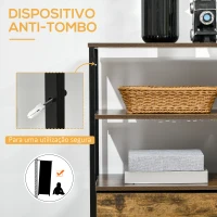 HOMCOM Cómoda com 4 Gavetas de Tecido Dobrável e 2 Prateleiras Abertas Estilo Industrial 84x30x71,4cm Marrom Rústico(m-7)