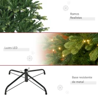 HOMCOM Árvore de Natal Artificial Altura 228cm Ignífugo com 2310 Ramos 400 Luces LED Folhas de PVC Ø96x228 cm Verde(m-8)