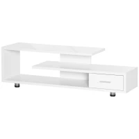 HOMCOM High Gloss TV Unit for TVs up to 45", Modern TV Cabinet with Storage Shelf and Drawer, Entertainment Unit for Living Room Bedroom, White(m-11)