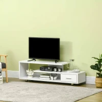 HOMCOM High Gloss TV Unit for TVs up to 45", Modern TV Cabinet with Storage Shelf and Drawer, Entertainment Unit for Living Room Bedroom, White(m-10)