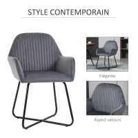 HOMCOM Fauteuil de Salon confortable Fauteuil gris Fauteuil relax pour chambre(m-4)