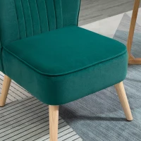 HOMCOM Fauteuil scandinave Fauteuil de salon Fauteuil relax Fauteuil velours pour chambre Pieds en Bois Massif revêtement velours Turquoise(m-9)