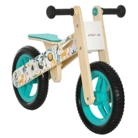 AIYAPLAY Bicicleta sem Pedais de Madeira com Assento Ajustável 34-40cm Bicicleta de Equilíbrio Infantil  87x37x50cm Turquesa(m-1)