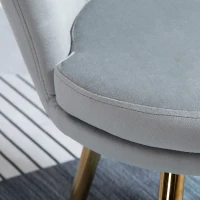 HOMCOM Fauteuil coquillage chaise coiffeuse fauteuil en velours fauteuil de salon avec pieds en métal doré pour salon chambre et salle à manger 67l x 64P x 77H cm gris(m-9)