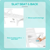 Outsunny Outdoor Folding Sun Lounger Recliner on Wheels w/ 5-Position Backrest, White(m-7)