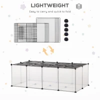 PawHut DIY Pet Playpen with Door Bottom 28 Panels Small Animal Cage for Guinea Pigs, Rabbit, Chinchilla, Hamsters, Transparent(m-7)