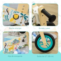 AIYAPLAY Bicicleta sem Pedais de Madeira com Assento Ajustável 34-40cm Bicicleta de Equilíbrio Infantil  87x37x50cm Turquesa(m-7)