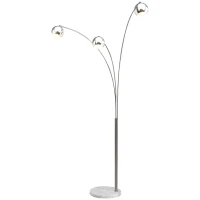 HOMCOM 3-Branch Futuristic Floor Lamp Metal Frame Multi-Light Shade Adjustable Rotating w/ Marble Base, 198cm, Silver(m-11)