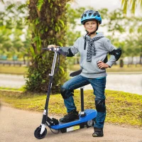 HOMCOM Foldable Electric Scooter for Kids 12V 120W W/Brake Kickstand -Blue(m-2)