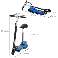 HOMCOM Foldable Electric Scooter for Kids 12V 120W W/Brake Kickstand -Blue(m-3)