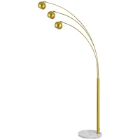 HOMCOM 3-Branch Futuristic Floor Lamp Metal Frame Multi-Light Shade Adjustable Rotating w/ Marble Base, 198cm, Gold(m-1)