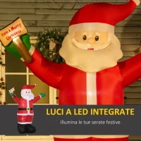 Outsunny  Babbo Natale Gonfiabile con Luci LED Bianche e Gonfiatore Incluso, 170x112x250 cm(m-5)