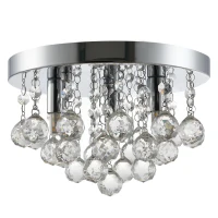 HOMCOM Mini Style Modern Crystal Ceiling Lamp Crystal Chandelier for Bedroom, Hallway, Kitchen, G9 Lamp Holder, Silver, Ф25 x 15cm(m-10)