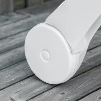 Outsunny Outdoor Folding Sun Lounger Recliner on Wheels w/ 5-Position Backrest, White(m-9)