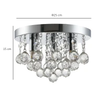 HOMCOM Mini Style Modern Crystal Ceiling Lamp Crystal Chandelier for Bedroom, Hallway, Kitchen, G9 Lamp Holder, Silver, Ф25 x 15cm(m-3)