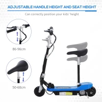 HOMCOM Foldable Electric Scooter for Kids 12V 120W W/Brake Kickstand -Blue(m-6)