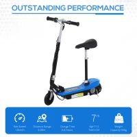 HOMCOM Foldable Electric Scooter for Kids 12V 120W W/Brake Kickstand -Blue(m-4)