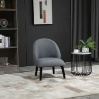 HOMCOM Fauteuil de Salon Fauteuil de Relaxation Fauteuil Chaise pour Chambre pieds en Bois Massif Revêtement en Tissu Lin Gris(m-2)