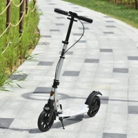 HOMCOM Teen/Adults Aluminium Folding Kick Scooter w/ Shock Mitigation System Silver(m-2)