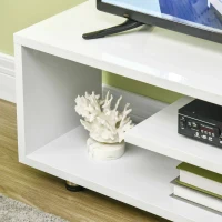 HOMCOM High Gloss TV Unit for TVs up to 45", Modern TV Cabinet with Storage Shelf and Drawer, Entertainment Unit for Living Room Bedroom, White(m-7)