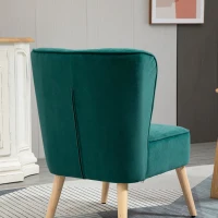 HOMCOM Fauteuil scandinave Fauteuil de salon Fauteuil relax Fauteuil velours pour chambre Pieds en Bois Massif revêtement velours Turquoise(m-8)