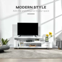 HOMCOM High Gloss TV Unit for TVs up to 45", Modern TV Cabinet with Storage Shelf and Drawer, Entertainment Unit for Living Room Bedroom, White(m-4)