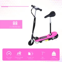 HOMCOM Foldable Electric Scooter Ride on for Kids 12V 120W W/Brake Kickstand-Pink(m-5)